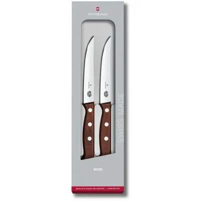 Набір ножів для стейків Victorinox Wood Steak Set 2 шт Коричневий (5.1200.12G)