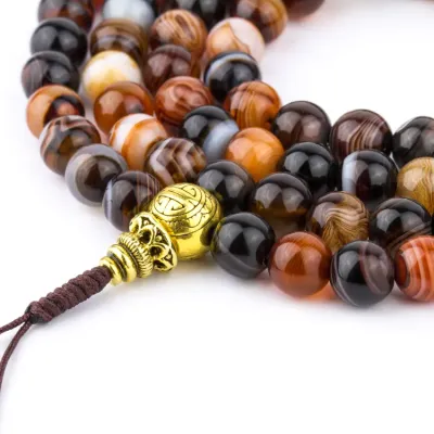 Чотки із сардонікса HandiCraft 108 намистин 8.3 мм мідь (27197)