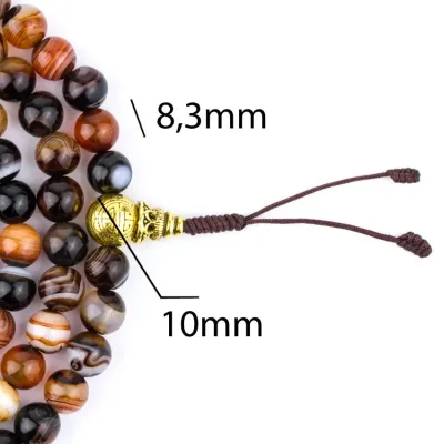 Чотки із сардонікса HandiCraft 108 намистин 8.3 мм мідь (27197)