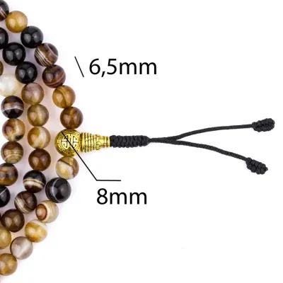 Четки из сардоникса HandiCraft 108 бусин 6.5 мм медь (27198)