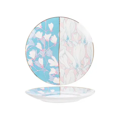 Сервировочные тарелки в наборе 6 штук диаметр 20 см Flowers Pink-Blue AL120793 Lefard