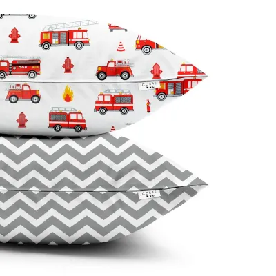Набір наволочок COSAS FIRE TRUCK 40х60 см Червоний/сірий