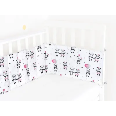 Бортики на ліжечко COSAS ROSE PANDA Ранфорс 30х180 см Рожевий