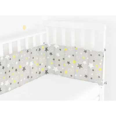 Бортики на ліжечко COSAS YELLOW STARS Ранфорс 30х180 см Сірий Бортики на ліжечко COSAS YELLOW STARS Ранфорс 30х180 см Сірий