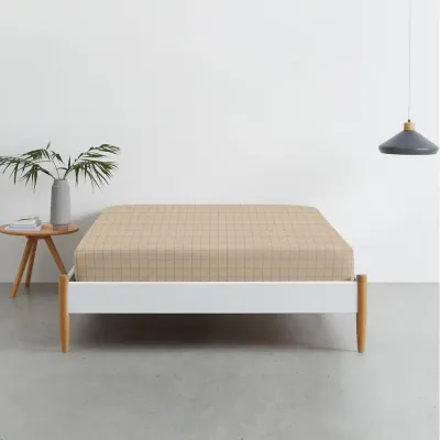 Евро простыня COSAS BEIGE GEOMETRY Ранфорс 220х240 см Бежевый