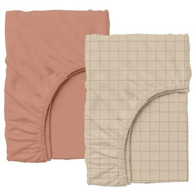 Набор Простыня на резинке COSAS COPPER/ BEIGE GEOMETRY Ранфорс 90х200х20 см 2 шт Бежевый/Коричневый