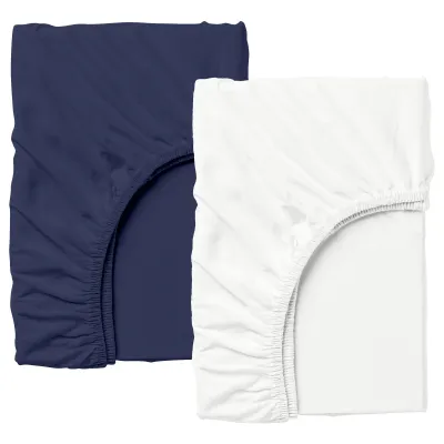 Набір простирадла на резинці COSAS WHITE / DARK BLUE Ранфорс 90х200х20 см 2 шт Синій/Білий