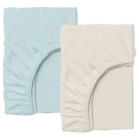 Набір простирадла на резинці COSAS BEIGE / BLUE Ранфорс 140х200х20 см 2 шт Блакитний/Бежевий