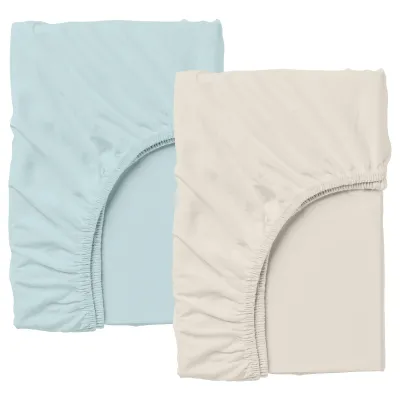 Набір простирадла на резинці COSAS BEIGE / BLUE Ранфорс 160х200х20 см 2 шт Блакитний/Бежевий