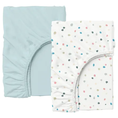 Набор Простыня на резинке COSAS LIGHT BLUE / COLOR BLOTS Ранфорс 180х200х20 см 2 шт Синий/Белый