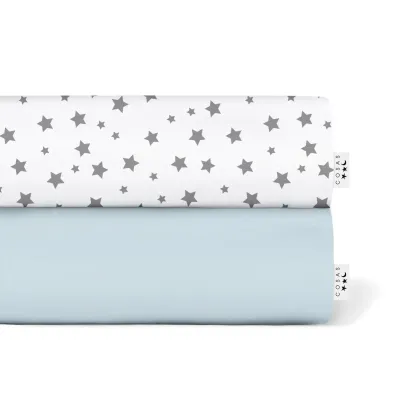 Набор Простыня на резинке COSAS LIGHT BLUE & STAR Ранфорс 60х120х12 см 2 шт.