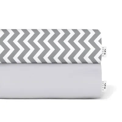 Набір простирадла на резинці COSAS GREY ZIGZAG Ранфорс 60х120х12 см 2 шт Сірий
