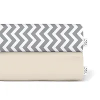 Набір простирадла на резинці COSAS BEIGE ZIGZAG Ранфорс 60х120х12 см 2 шт Бежевий/Білий