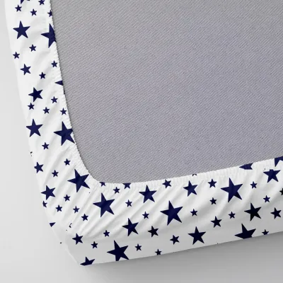 Набор Простыня на резинке COSAS DARK BLUE & STARS Ранфорс 60х120х12 см 2 шт Синий/Белый