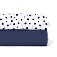 Набір простирадла на резинці COSAS DARK BLUE & STARS Ранфорс 60х120х12 см 2 шт Синій/Білий