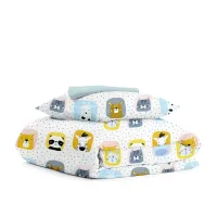 Подростковая постель с простыней на резинке LIGHT BLUE ANIMALS COSAS Белый 155х215 см