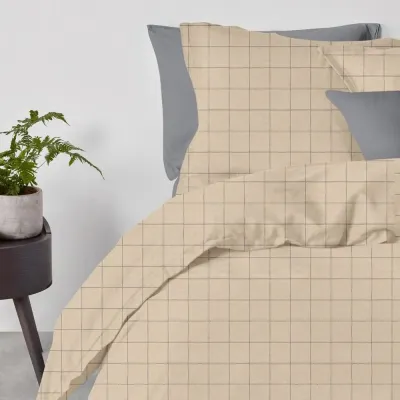 Сімейний комплект на резинці COSAS BEIGE GEOMETRY Ранфорс 2х160х220 см Бежевий/Сірий Сімейний комплект на резинці COSAS BEIGE GEOMETRY Ранфорс 2х160х220 см Бежевий/Сірий