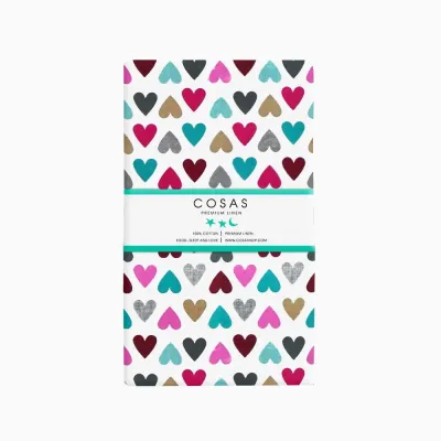 Полуторна постіль з простирадлом на гумці COSAS Mint LOVE CS1 160х220 см Різнокольоровий