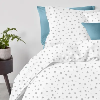 Евро постельное белье Grey Stars CS5 COSAS Белый 200х220 см