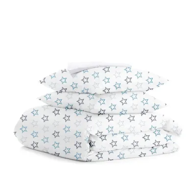Евро постельное белье White Stars COSAS Голубой 200х220 см