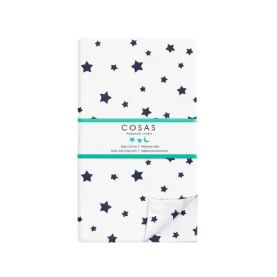 Євро постіль з простирадлом на гумці Starsfall COSAS Блакитний 200х220 см