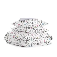 Семейная постель с простыней на резинке Unicorn Sweets CS1 COSAS Белый 2х160х220 см