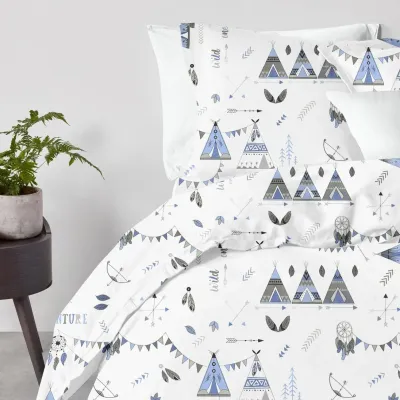 Двуспальная постель с простыней на резинке Dream Wigwam CS4 COSAS Голубой 180х220 см