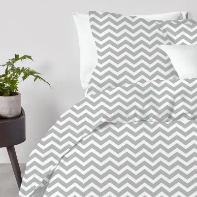 Евро постель с простыней на резинке Grey W Zigzag COSAS серый 200х220 см