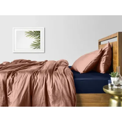 Полутораспальный комплект COSAS BEIGE SATIN CS5 160х220 см Синий/Кофейный Полутораспальный комплект COSAS BEIGE SATIN CS5 160х220 см Синий/Кофейный