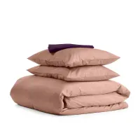 Семейный комплект постельного белья Beige COSAS Фиалка 2х160х220 см