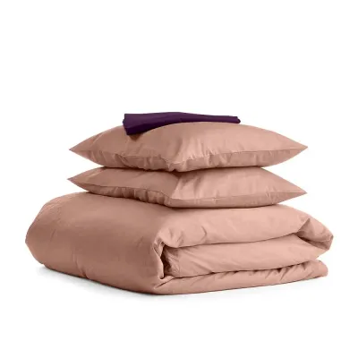 Евро постельное белье сатин Beige CS7 COSAS Фиалка 200х220 см