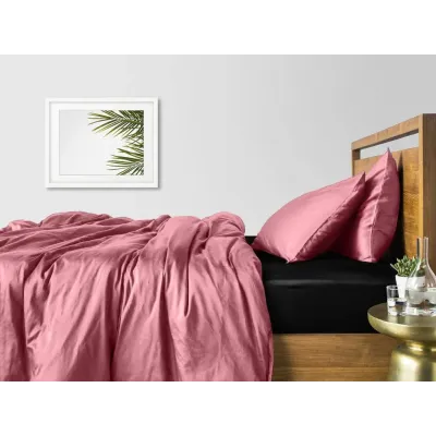 Півтораспальний комплект COSAS ROSE SATIN CS6 Сатин 160х220 см Чорний/Пудровий