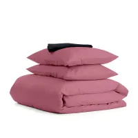 Півтораспальний комплект COSAS ROSE SATIN CS6 Сатин 160х220 см Чорний/Пудровий