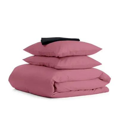 Півтораспальний комплект COSAS ROSE SATIN CS6 Сатин 160х220 см Чорний/Пудровий