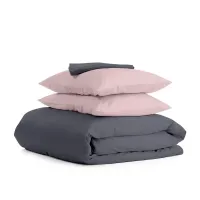 Сімейний комплект COSAS GREY SATIN CS5 2х160х220 см Бежевий/Сірий