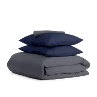 Півтораспальний комплект COSAS GREY SATIN CS8 160х220 см Синій/Сірий