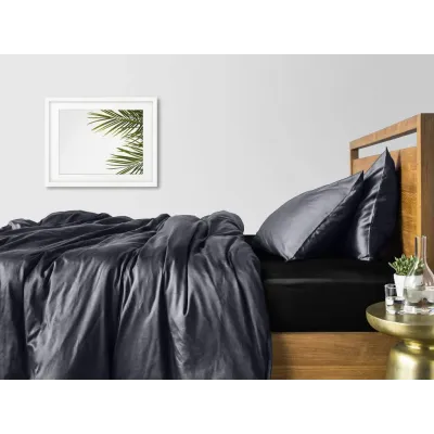 Сімейний комплект COSAS GREY SATIN CS3 2х160х220 см Чорний/Сірий