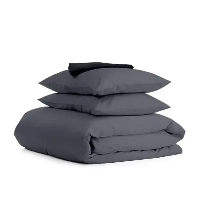 Сімейний комплект COSAS GREY SATIN CS3 2х160х220 см Чорний/Сірий