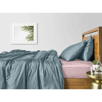 Євро комплект COSAS DOVE SATIN CS1 Сатин 200х220 см Бежевий/Сірий