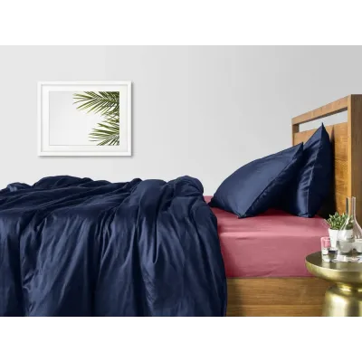 Семейный комплект постельного белья Dark Blue CS8 COSAS Сакура 2х160х220 см