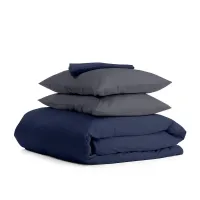 Полуторное постельное белье Dark Blue CS4 COSAS серый 160х220 см