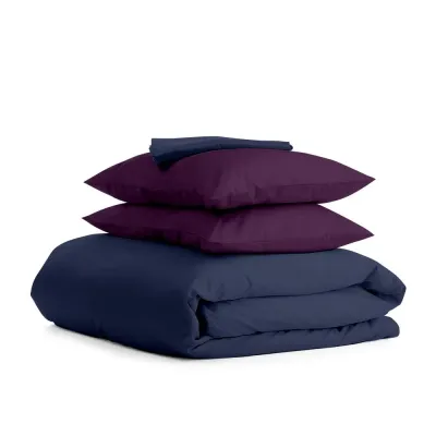 Семейный комплект постельного белья Dark Blue CS4 COSAS Фиолетовый 2х160х220 см