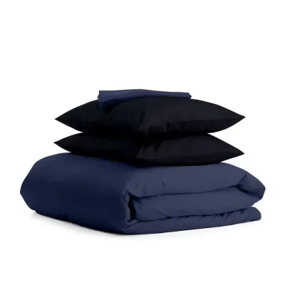 Сімейний комплект постільної білизни Dark Blue CS11 COSAS чорний 2х160х220 см