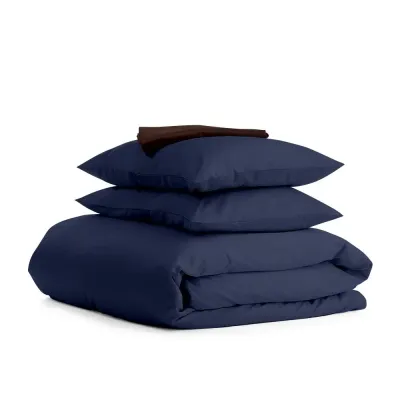 Полуторное постельное белье сатин Dark Blue CS11 COSAS Шоколад 160х220 см