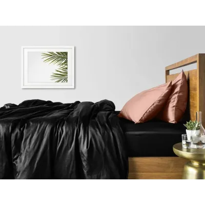 Сімейний комплект COSAS BLACK SATIN CS8 Сатин 2х160х220 см Бежевий/Чорний