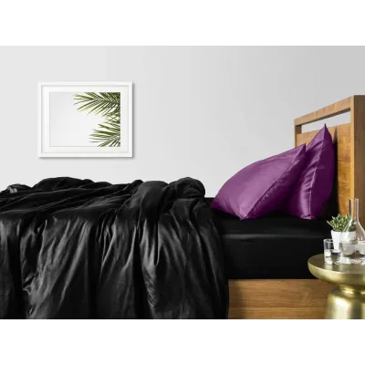 Полуторна постільна білизна сатин Black CS5 COSAS Фіолетовий 160х220 см