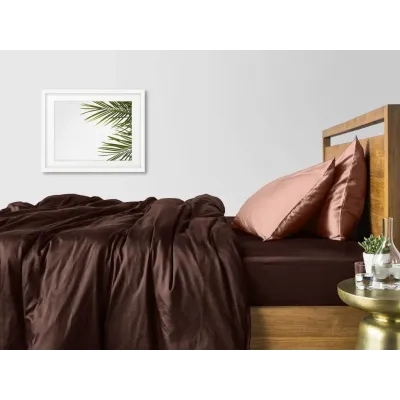 Півтораспальний комплект COSAS CHOCOLATE SATIN Сатин 160х220 см Бежевий/Шоколадний