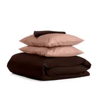 Сімейний комплект COSAS CHOCOLATE SATIN Сатин 2х160х220 см Бежевий/Шоколадний