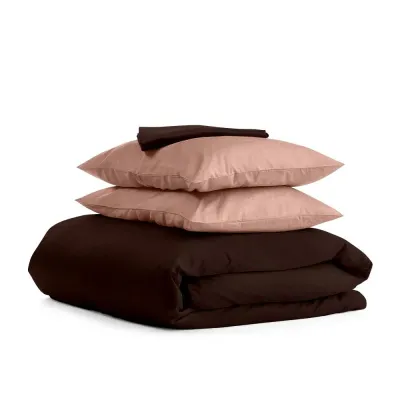 Семейный комплект COSAS CHOCOLATE SATIN Сатин 2х160х220 см Бежевый/Шоколадный