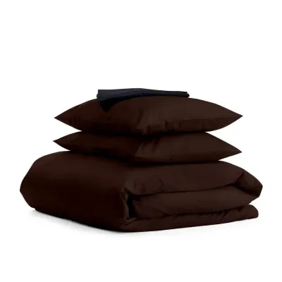 Євро комплект COSAS CHOCOLATE SATIN CS1 200х220 см Чорний/Шоколадний